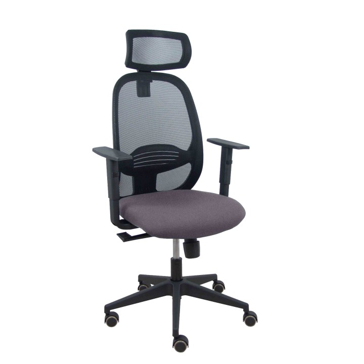 Piqueras y Crespo Silla Cilanco negra malla negra asiento bali gris oscuro brazo regulable cabecero regulable