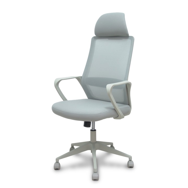 Piqueras y Crespo Silla Pro534 gris respaldo malla gris asiento tela gris base piramidal gris ruedas nailon