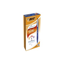 BIC Atlantis Soft Azul Bolígrafo de punta retráctil con pulsador Medio 12 pieza(s)