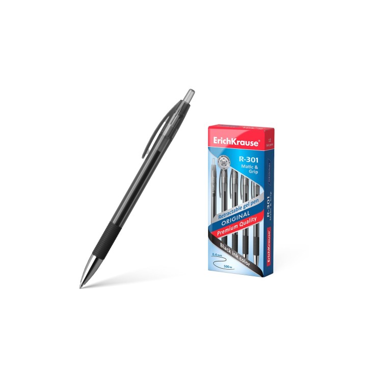 ErichKrause 46815 bolígrafo de gel Bolígrafo de gel de punta retráctil Negro 12 pieza(s)