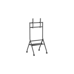 AISENS Soporte de suelo eco con rueda, 1 bandeja para pantalla interactiva/TV 80kg de 37-86, Negro