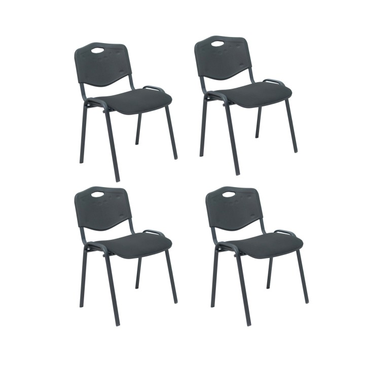 Piqueras y Crespo Pack 4 sillas Iso Mix respaldo negro asiento aran negro