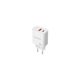 Nanocable Cargador USB-C/PD + USB-A/QC 30W, Blanco