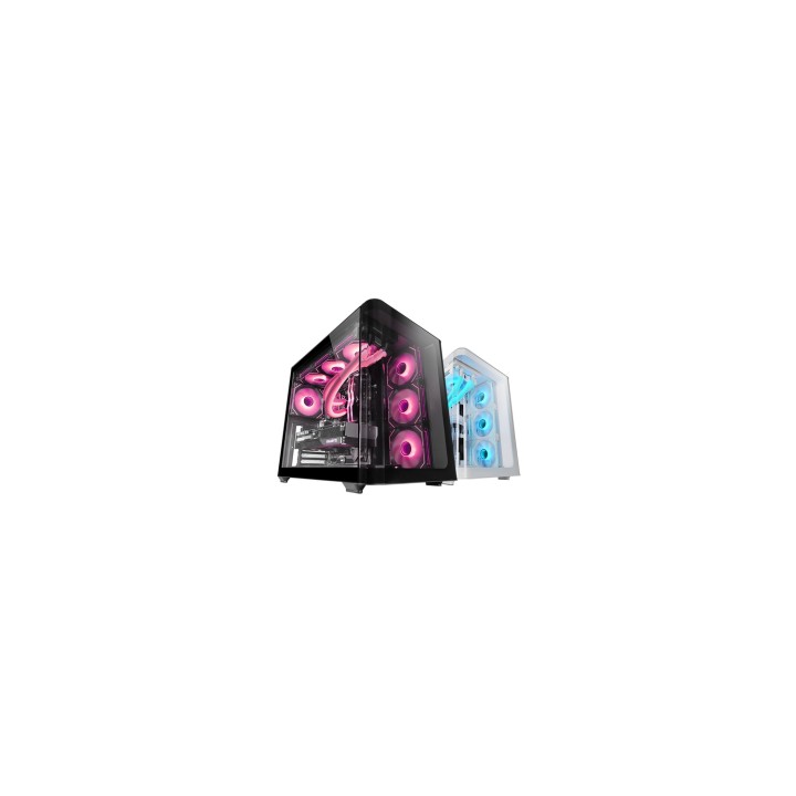 Mars Gaming MC-FUSION, Caja Gaming ATX, Ventana Lateral Completa y Frontal Curvo Cristal Templado Continuo, Semitorre PC Doble
