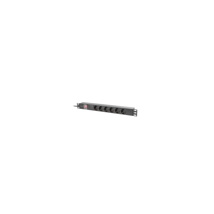 Lanberg PDU-06F-0200-BK unidad de distribución de energía (PDU) 6 salidas AC 1U Negro