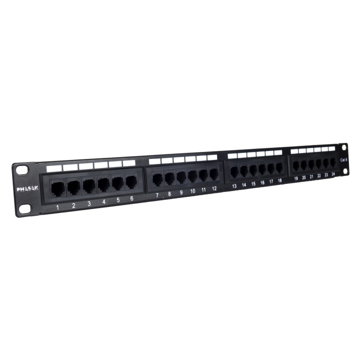 Phasak Panel de transferencia 19" 24P Cat.6 UTP RJ45 DUAL 1U - PU 2420