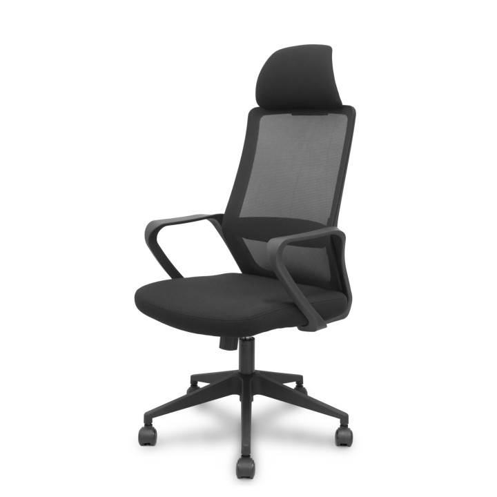 Piqueras y Crespo Silla Pro534 negra respaldo malla negro asiento tela negro base piramidal negra ruedas nailon