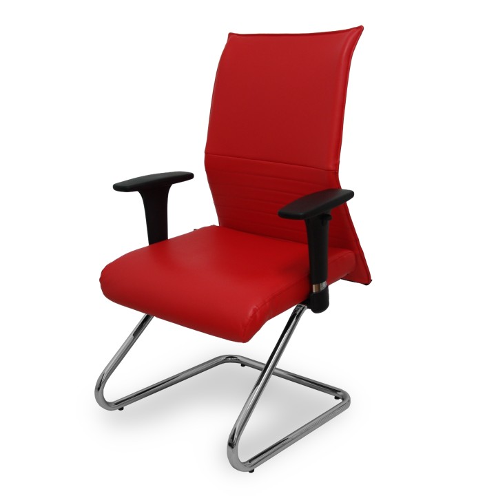 Piqueras y Crespo Sillón Albacete confidente patín similpiel rojo brazos regulables