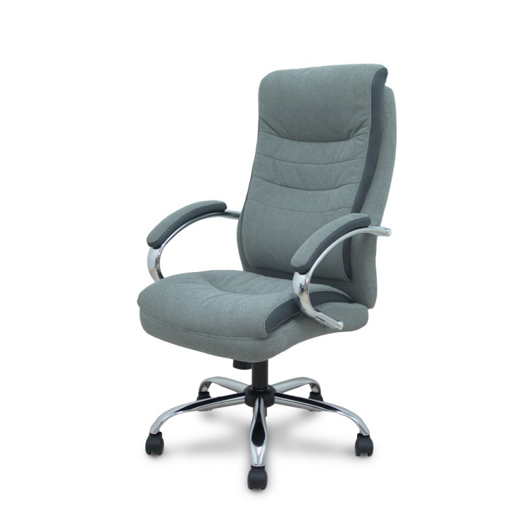 Piqueras y Crespo Sillón Opti533 basculante tapizado tela color gris base cromo ruedas nailon
