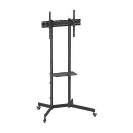 AISENS Soporte De Suelo Eco Con Rueda, Bandeja Para DVD Para Monitor/TV 45kg De 37-70, Negro