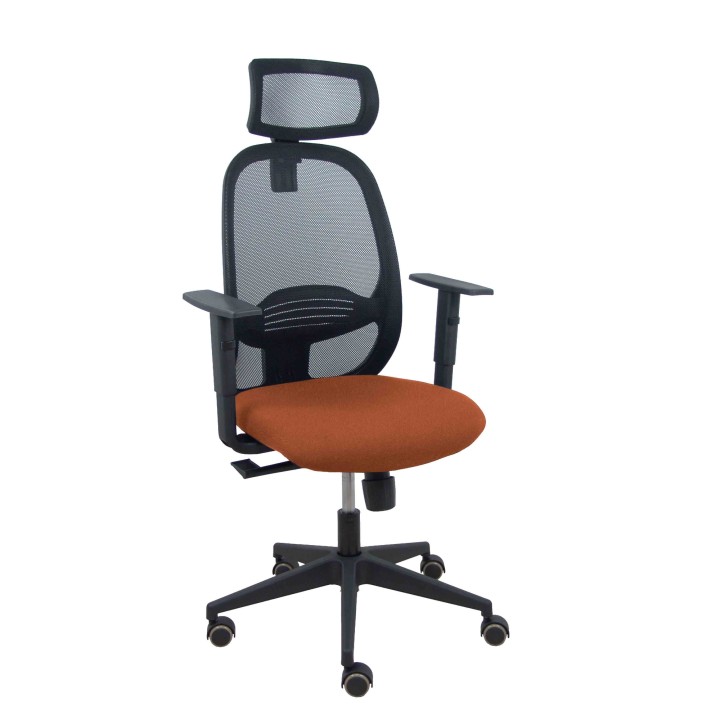 Piqueras y Crespo Silla Cilanco negra malla negra asiento bali marrón brazo regulable cabecero regulable