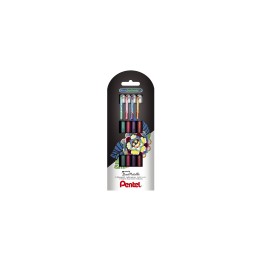 Pentel Dual Metallic Bolígrafo cilíndrico Verde, Naranja, Rosa, Violeta 4 pieza(s)