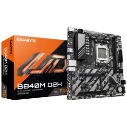 GIGABYTE B840M D2H Placa base - Procesadores AMD Ryzen 9000, VRM de 5+2+2 fases, hasta 7600 MHz DDR5, 1xPCIe 4.0 + 1xPCIe 3.0