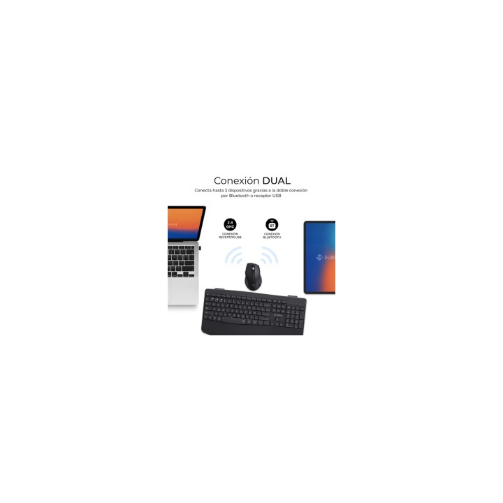 SUBBLIM Teclado con ratón COMBO DUAL OFFICE PROWAVE BLACK