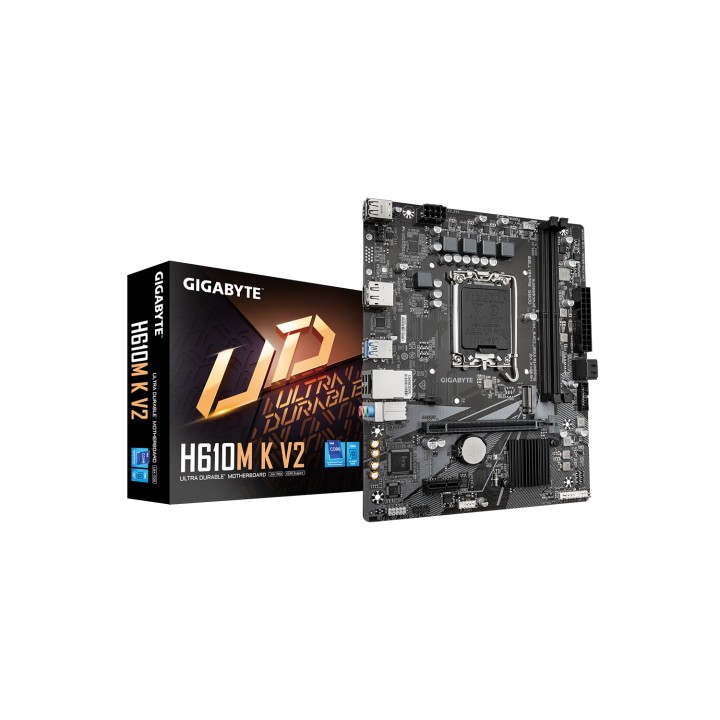 GIGABYTE H610M K V2 Placa base - Procesadores Intel Core 14ª generación, hasta 5600 MHz DDR5, 1xPCIe 3.0 M.2, LAN 1GbE, USB 3.2