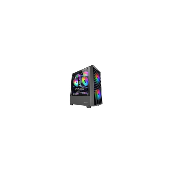 Mars Gaming MC- VORTEX, Caja Gaming MicroATX, Frontal Mesh Geométrico, Ventana Lateral Cristal Templado, 3x Ventiladores FRGB