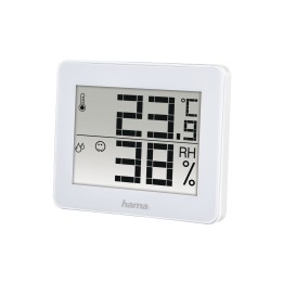 Hama | Termómetro e Higrómetro Digital (Control de humedad y temperatura de interiores, Almacenamiento de datos), Color Blanco