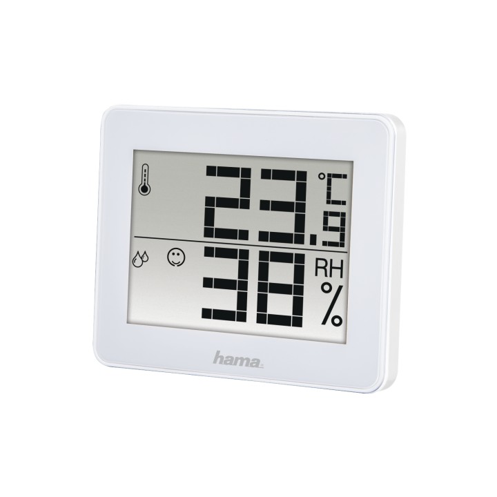 Hama | Termómetro e Higrómetro Digital (Control de humedad y temperatura de interiores, Almacenamiento de datos), Color Blanco