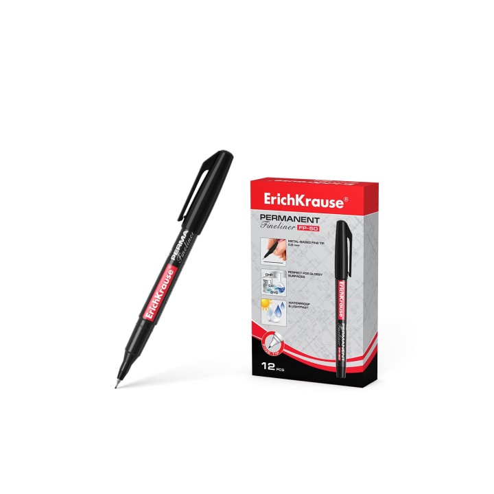 ErichKrause FP-50 rotulador de punta fina Fino Negro 12 pieza(s)