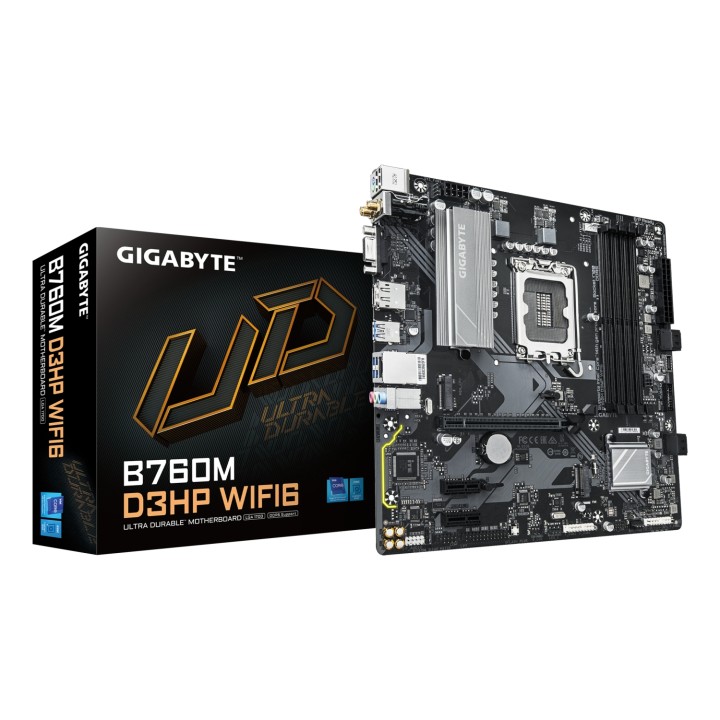 GIGABYTE B760M D3HP WIFI6 Placa base - Compatible con procesadores Intel Core 14ª generación, VRM digital de 4+1+1 fases, hasta
