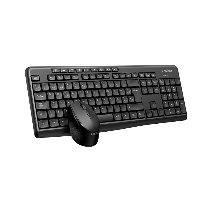 CoolBox Kit Teclado inalámbrico de membrana español con ratón ergonómico y teclas multimedia