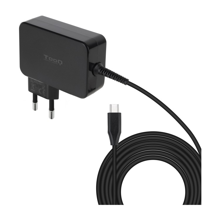 TooQ Cargador de portátil GAN USB-C PD 100W, Negro