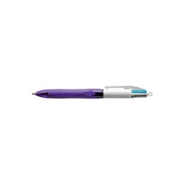 BIC 4 Colours Grip Azul, Verde, Rosa, Púrpura Bolígrafo de punta retráctil con pulsador Medio 12 pieza(s)
