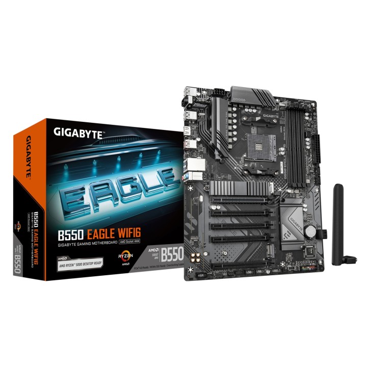 GIGABYTE B550 EAGLE WIFI6 Placa base - Procesadores AMD Ryzen serie 5000 G, VRM de 10+3+1 fases, hasta 3200 MHz DDR4, 1xPCIe