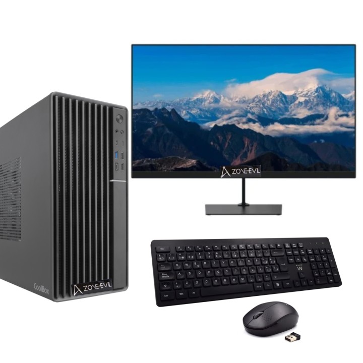 Zone Evil Core Work Intel Core i3 14100/16GB/1TB SSD Nvme Negro Windows 11 + Monitor 24 Teclado y ratón