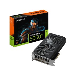 GIGABYTE GeForce RTX 5060 Ti WINDFORCE 8G Tarjeta Gráfica – 8 GB GDDR7, 128 bits, PCI-E 5.0, 2572 MHz Frecuencia del núcleo, 3