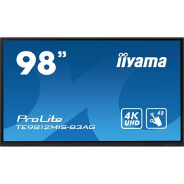 iiyama TE9812MIS-B3AG pantalla de señalización Diseño de quiosco 2,49 m (98") LCD Wifi 400 cd / m² 4K Ultra HD Negro Pantalla