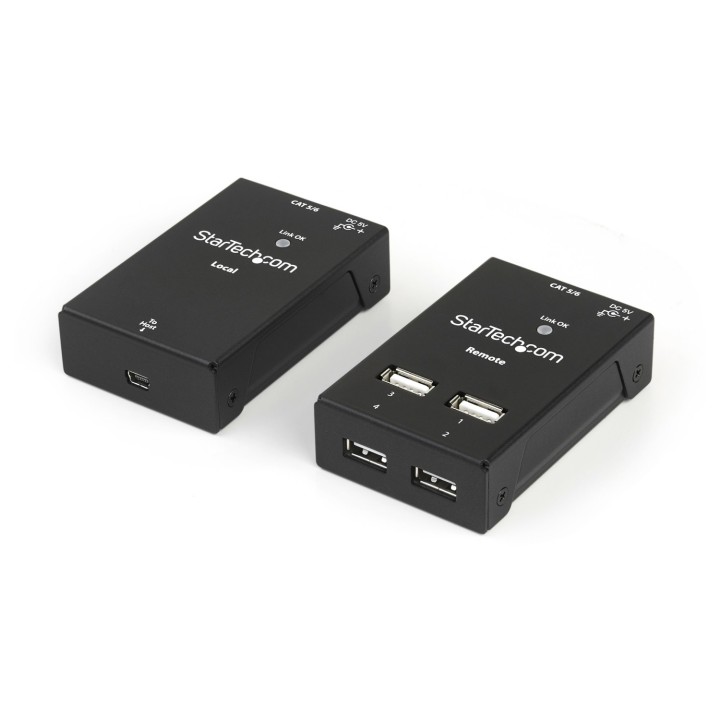 StarTech.com Extensor Alargador USB 2.0 de 4 Puertos por Cable Cat5 o Cat6 - Extensor Compacto USB 2.0 por Ethernet - Hasta 40