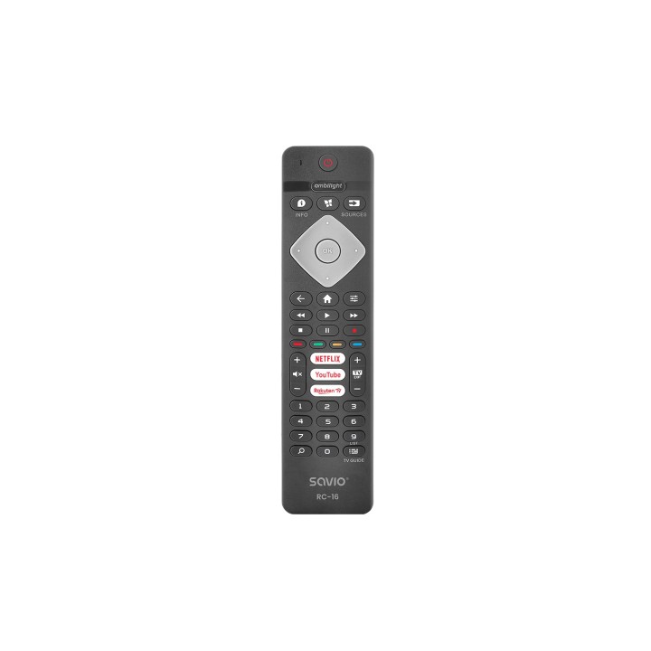 Savio RC-16 mando a distancia IR inalámbrico TV, Sintonizador de TV, Receptor de televisión Botones