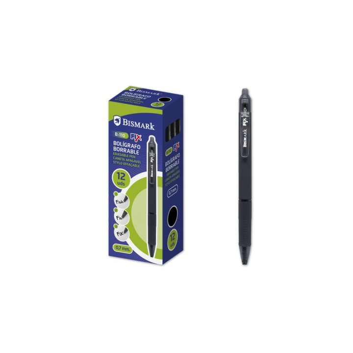Bismark 330216 bolígrafo Negro Bolígrafo de punta retráctil con pulsador Medio 12 pieza(s)