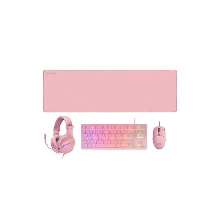 Mars Gaming MCP-RGB3, Pack Gaming Teclado Fixed RGB + Ratón Gaming RGB Flow 3200 DPI + Auriculares Over-Ear RGB + Alfombrilla