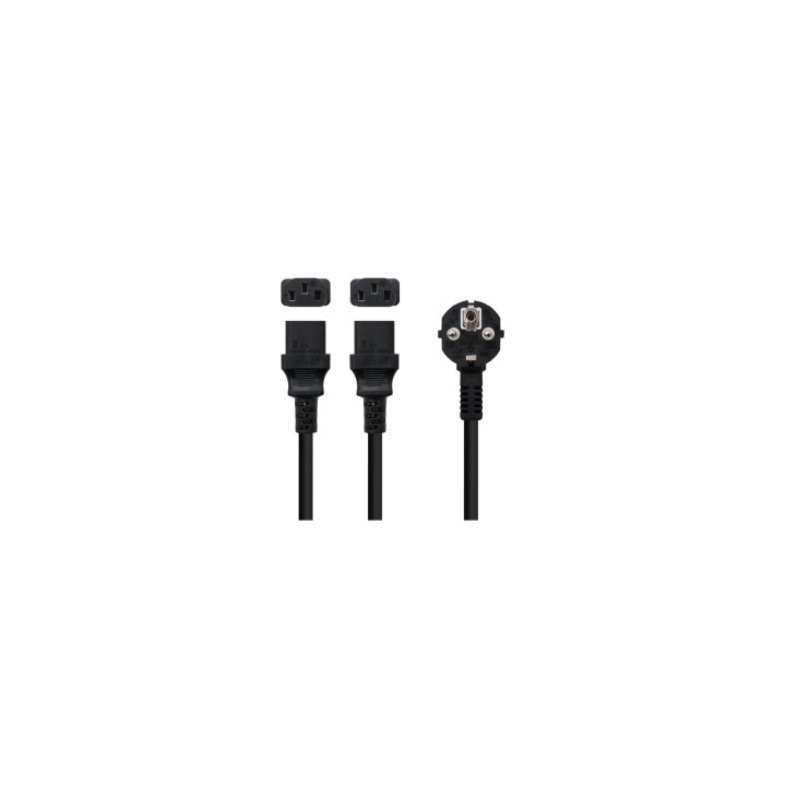 Nanocable Cable de Alimentación CEE7/M a 2xC13/H, Negro, 3 m