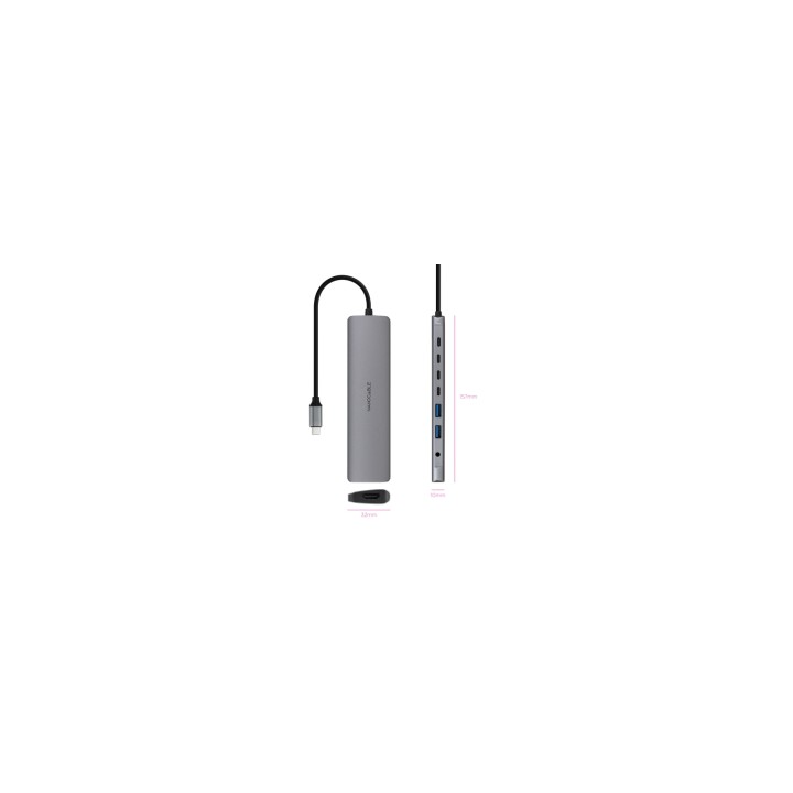 Nanocable Hub USB-C 8 en 1, Conversor USB-C 3.1 a 2xUSB-A 3.0 + 3xUSB-C 3.0 + USB-C PD + HDMI 4K@60Hz + Audio Jack 3.5,