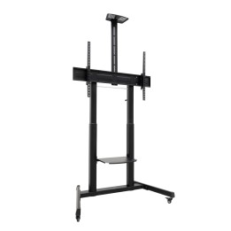 TooQ “AQUILES” Soporte de Suelo con Ruedas con Regulación de Altura para Pantallas 60"-100", Negro