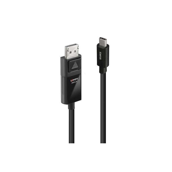 Lindy 43343 adaptador de cable de vídeo 3 m USB Tipo C DisplayPort Negro