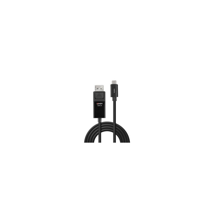 Lindy 43343 adaptador de cable de vídeo 3 m USB Tipo C DisplayPort Negro