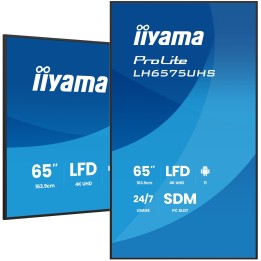 iiyama LH6575UHS-B2AG pantalla de señalización Pantalla plana para señalización digital 163,8 cm (64.5") LCD Wifi 500 cd / m²