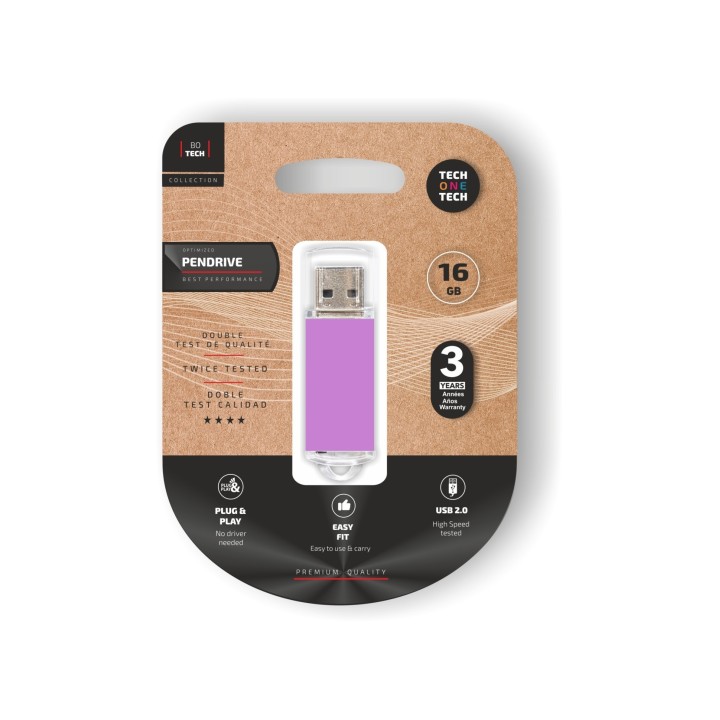 TECH ONE TECH TEC3009-16 unidad flash USB 16 GB USB tipo A 2.0 Púrpura