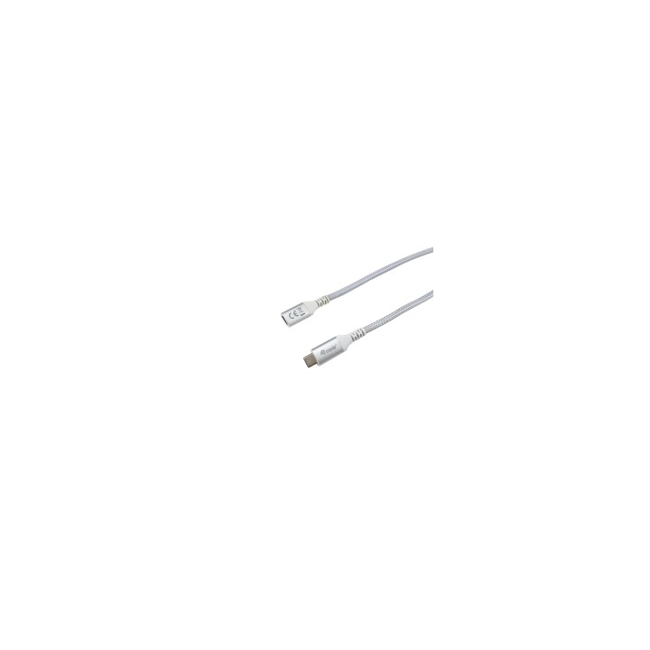 Equip 128375 Cable de extensión USB 3.2 Gen 2 C a C, 0,5m, M/F, 4K/60Hz, 10Gbps, Blanco