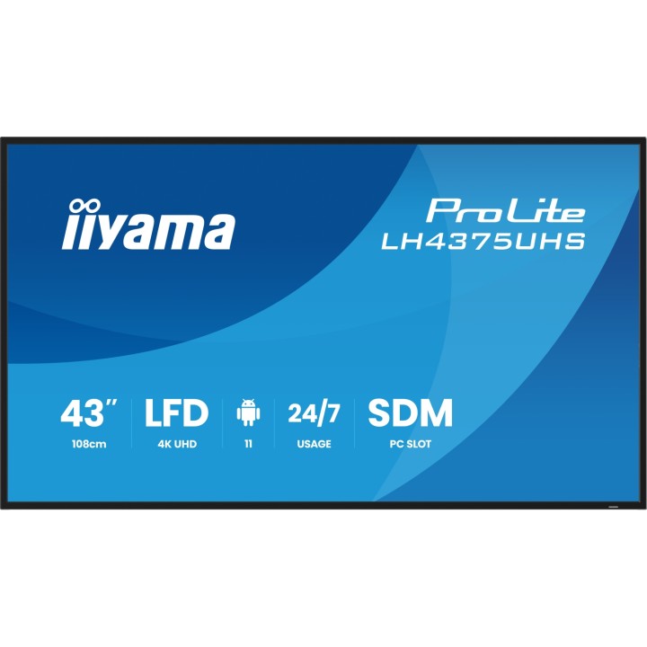 iiyama LH4375UHS-B2AG pantalla de señalización Pantalla plana para señalización digital 108 cm (42.5") LCD Wifi 500 cd / m² 4K
