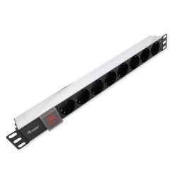 Equip 333293 unidad de distribución de energía (PDU) 8 salidas AC 1U Negro, Plata