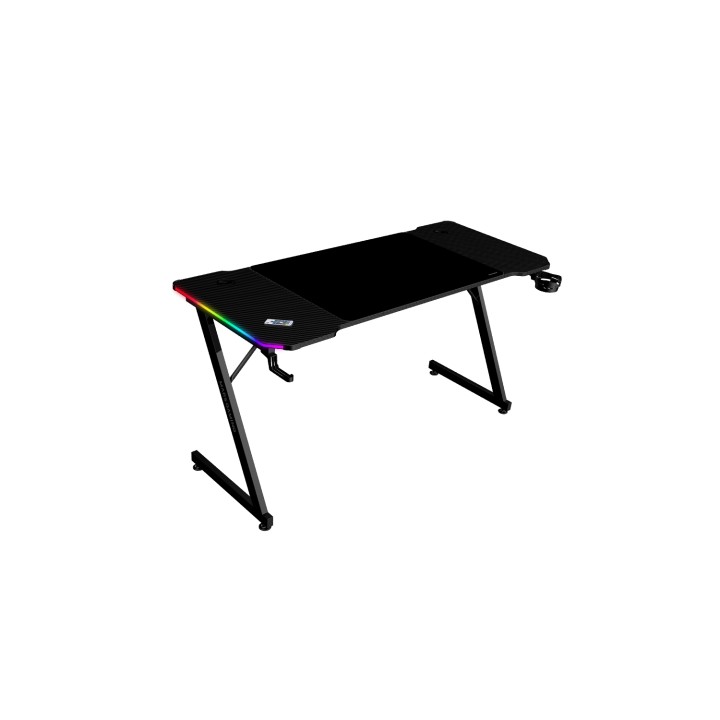 Mars Gaming MGD-X140RGB, Mesa Gaming Ergonómica, Iluminación ARGB con Mando, Fibra de Carbono, Alfombrilla XXL, Soporte