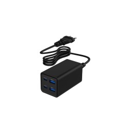 Gembird TA-UC-2A2C-PD65-01-BK cargador de dispositivo móvil Portátil, Smartphone Negro Corriente alterna Carga rápida Interior
