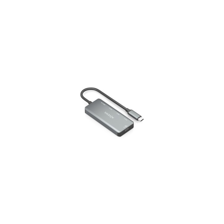 AISENS Hub USB 3.1 USB-C, USB-C/M-1xUSB-C PD 100W+1xUSB-C USB3.0/H+3xUSB-A USB2.0/H, Gris, 15cm