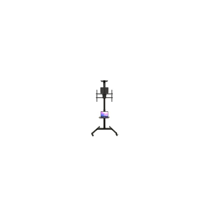 TooQ “COMETA” Soporte de Suelo con Ruedas con Regulación de Altura para Pantallas 37"- 70", Rotación 90°, Negro