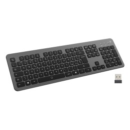 Ewent EW3296 teclado Universal RF inalámbrica + USB QWERTY Español Negro, Gris